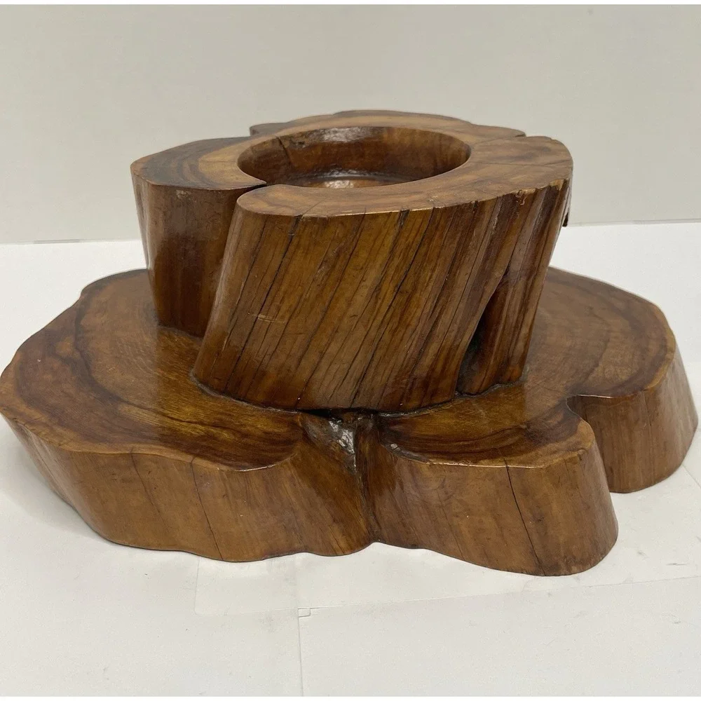 Vintage Handmade Burl Wood Candle Holder Manzanita Rustic Primitive 1970s Decor